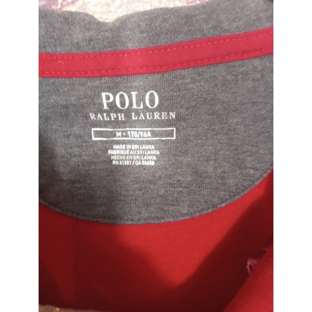 Polo Ralph Lauren Sweater Mens Medium Red 1/4 Zip Mock Neck Cotton Pony Logo - Picture 4 of 8